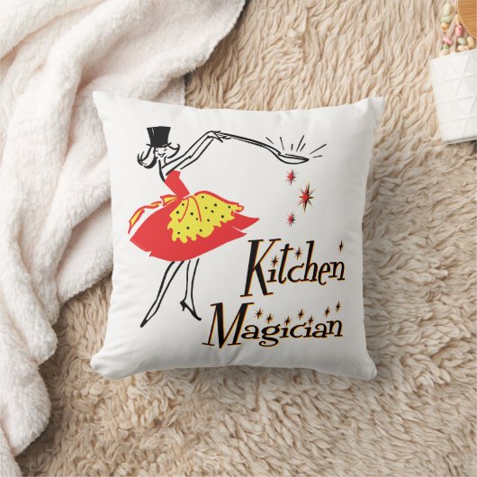 キッチンマジシャンレトロ料理アート クッション (ブランケット)