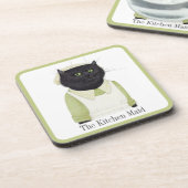キッチンメイド猫懸命プラスチックコースター+文字 コースター (左側)