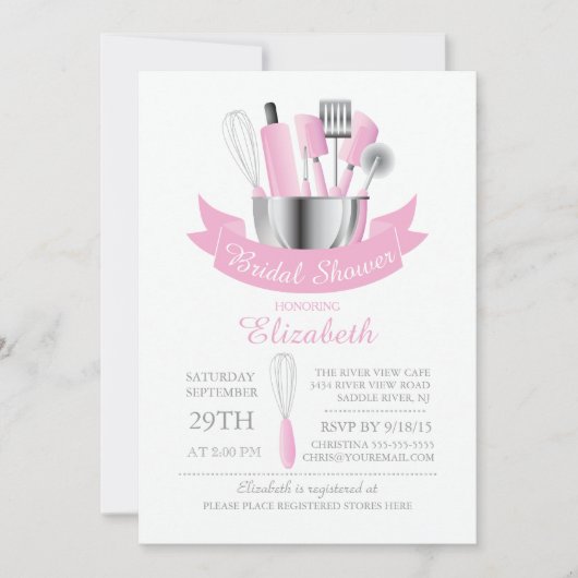 キッチンモダンのブライダルシャワーの招待状を用意する 招待状 (正面)