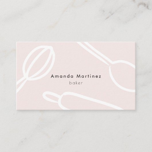 キッチンモダン器具赤面ピンクベイカー 名刺 (正面)