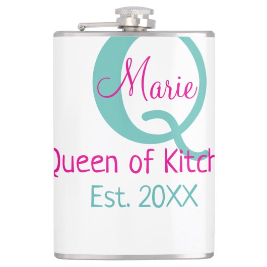 キッチンモノグラムグリーンピンクシンプル色ミニマ フラスク (正面)