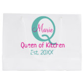 キッチンモノグラムグリーンピンクシンプル色ミニマ ラージペーパーバッグ (裏面)