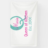 キッチンモノグラムグリーンピンクシンプル色ミニマ 横断幕 (縦)