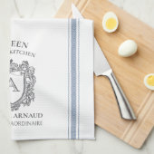 キッチンモノグラムタオルパーソナライズされたの女王 キッチンタオル (四つ折り)