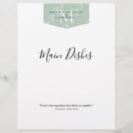 キッチンモノグラムフローラティール（緑がかった色）グリーンレシピ分圧器