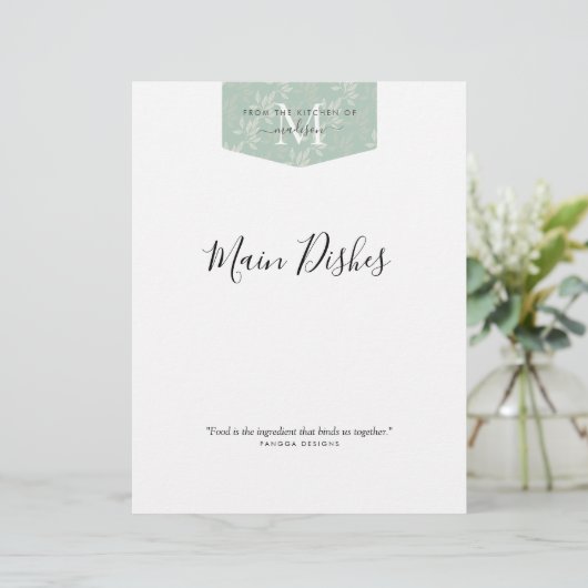 キッチンモノグラムフローラティール(緑がかった色)グリーンレシピ分圧器 (スタンド正面)