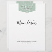 キッチンモノグラムフローラティール（緑がかった色）グリーンレシピ分圧器 (正面/裏面)