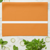 キッチンリネンオレンジと白ストライプ キッチンタオル (折り畳み)