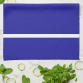 キッチンリネン深いブルーホワイトストライプ キッチンタオル (折り畳み)