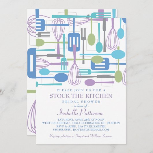 キッチンレトロスタイルブライダルシャワー 招待状 (正面/裏面)