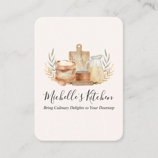 キッチン器具ウォーターカラーホームケータリング 名刺 (正面)