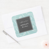 キッチン器具パターンキッチンベーキングギフトグリーン スクエアシール (封筒)
