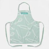 キッチン器具パターンミントグリーン エプロン (正面)