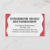 キッチン器具ベーキング料理シェフケータリング 名刺 (裏面)