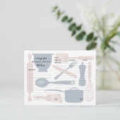 キッチン器具レシピカード、ほこりっぽいバラブルー ポストカード (スタンド正面)