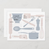 キッチン器具レシピカード、ほこりっぽいバラブルー ポストカード (正面/裏面)