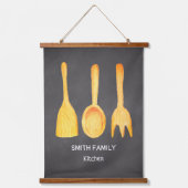 キッチン器具白黒ヴィンテージ 吊り下げ型タペストリー (正面)