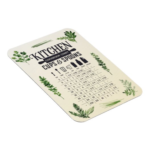 キッチン変換表:カップとスプーン磁石 マグネット (右側)