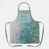 キッチン女神金ゴールドスターズオンティール（緑がかった色）エプロン エプロン (正面)