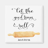 キッチン引用文おもしろい白黒タイポグラフィ マグネット (正面)