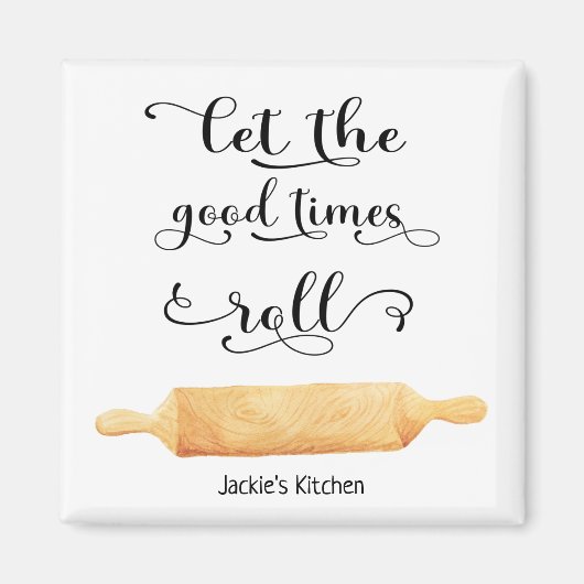 キッチン引用文おもしろい白黒タイポグラフィ マグネット (正面)