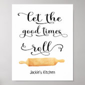 キッチン引用文グッドタイム白黒タイポグラフィ ポスター (正面)