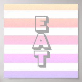 キッチン引用文ポスター食べ文字オンパステルストライプ ポスター