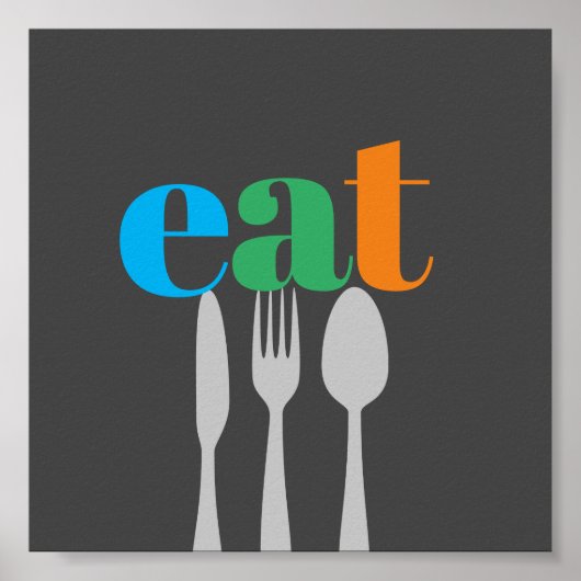 キッチン引用文ワードアートモダンスタイル食べ ポスター (正面)