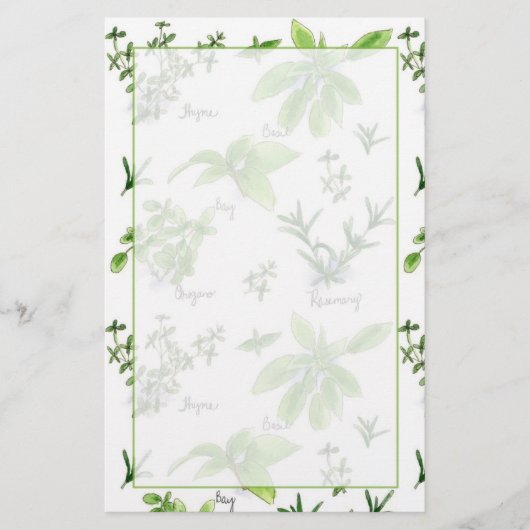 キッチン料理ハーブローズマリーバジル 便箋 (正面)