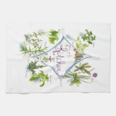 キッチン料理ハーブ水カラーイラストレーションアート キッチンタオル (横)