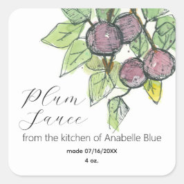 キッチン料理フルーツ缶詰瓶ラベル スクエアシール
