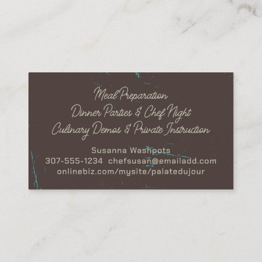 キッチン料理器具シェフ料理ビズカード 名刺 (裏面)