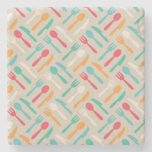 キッチン模様3 ストーンコースター (正面)