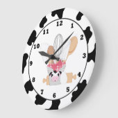キッチン牛のおもしろい漫画の壁時計 ラージ壁時計 (傾斜)