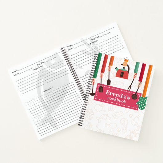 キッチン物ピンクレシピスパイラルノート ノートブック (内部)