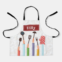 キッチン物レッドエプロン