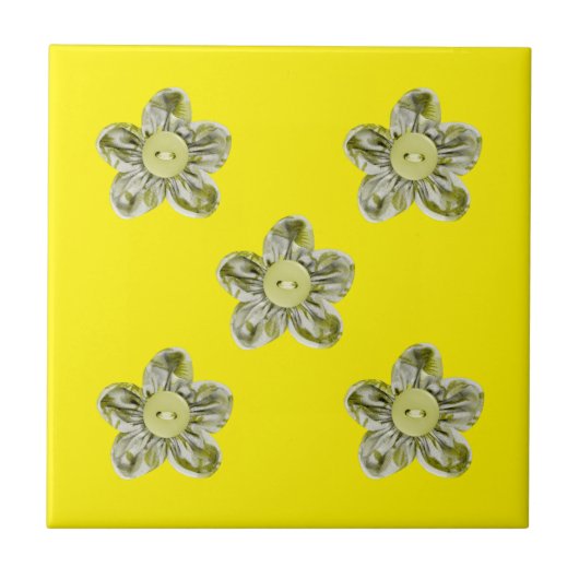 キッチン用オリーブ緑の花 タイル (正面)