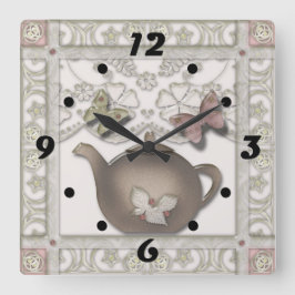 キッチン用タイル スクエア壁時計