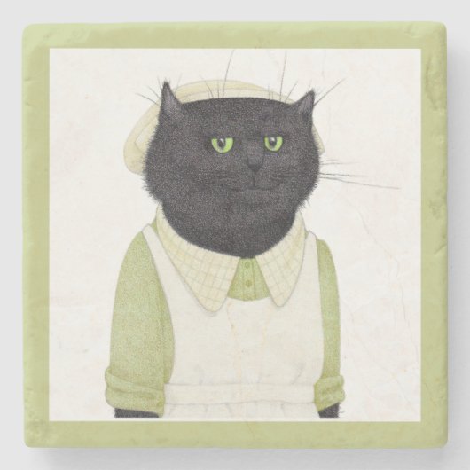 キッチン用メイドキャット大理石コースター ストーンコースター (正面)