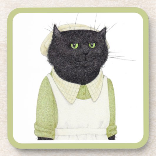 キッチン用メイド猫懸命プラスチックのコースター コースター (正面)