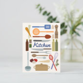 キッチン用品イラストレーション+タイプデザインの色 ポストカード (スタンド正面)