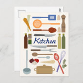キッチン用品イラストレーション+タイプデザインの色 ポストカード (正面/裏面)