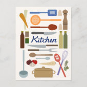 キッチン用品イラストレーション+タイプデザインの色 ポストカード (正面)