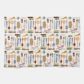 キッチン用品イラストレーション+タイプパターンカラー キッチンタオル (横)