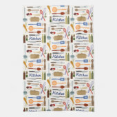 キッチン用品イラストレーション+タイプパターンカラー キッチンタオル (縦)