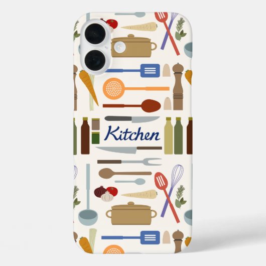 キッチン用品イラストレーション+タイプパターンカラー Case-Mate iPhoneケース (裏面)