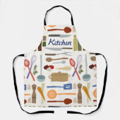 キッチン用品イラストレーション+タイプLgパターンカラー エプロン (正面)