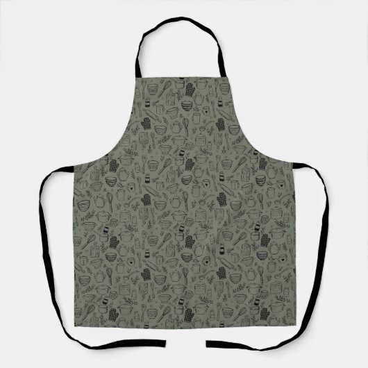 キッチン用品(セージ色) エプロン (正面)