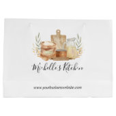 キッチン用品 食品 水彩画 ホームケータリング ラージペーパーバッグ (裏面)