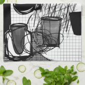 キッチン白黒 キッチンタオル (折り畳み)